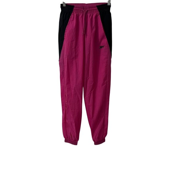 2023 Reebok Retro Style Pink & Black Nylon Parachute Jogger Wind Pants XS - Picture 3 of 12